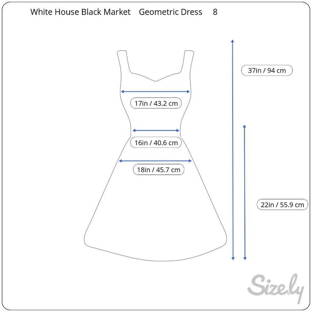 White House Black Market Geometric Faux Wrap Dress Sz 8 Belted Stretch Lined - Picture 11 of 11